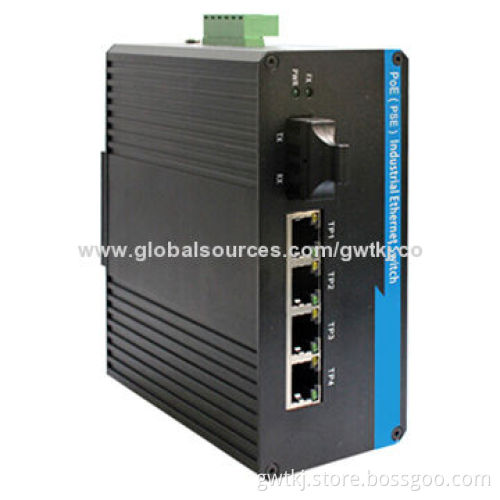 PoE industrial Ethernet switch, 4x10/100Base PoE(PSE) with IEEE802.3af/at-compliant